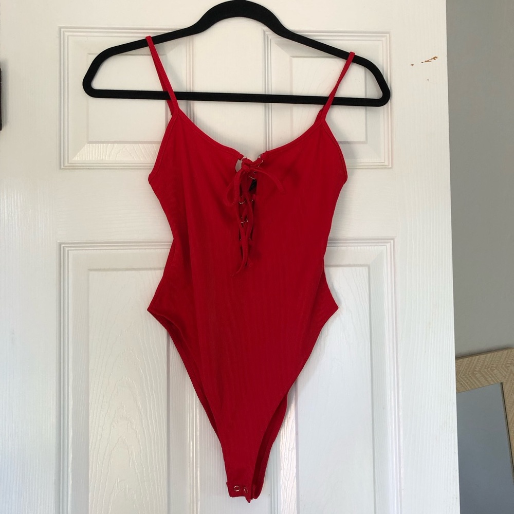 Red Front Laced Bodysuit